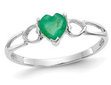 2/5 Carat (ctw) Emerald Heart Promise Ring in 10K White Gold
